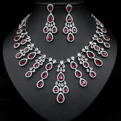 Buy Center Women's Zircon Necklace & Earrings Set - Elegant Water Drop Design - Buy Center