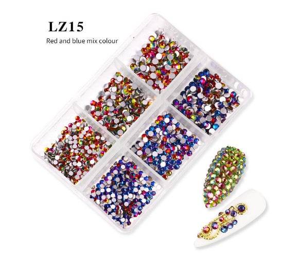 Nail Art Flat Rhinestone Set - Mixed Color Glitters for Stunning Manicures - Buy Center