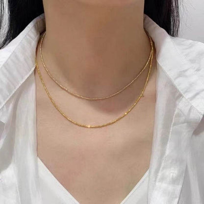 18K Gold Bungee Wave Chain Necklace - Trendy Elegance for Modern Style - Buy Center