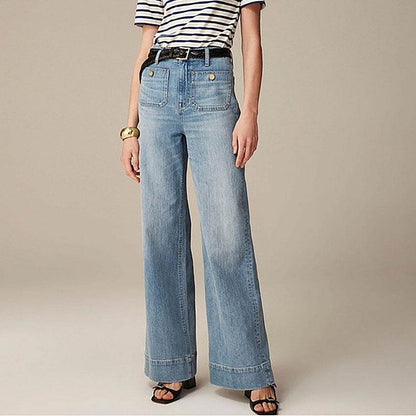 Women's Plus Size Wide-Leg Pants - Casual Distressed Denim Style 2025 - Buy Center