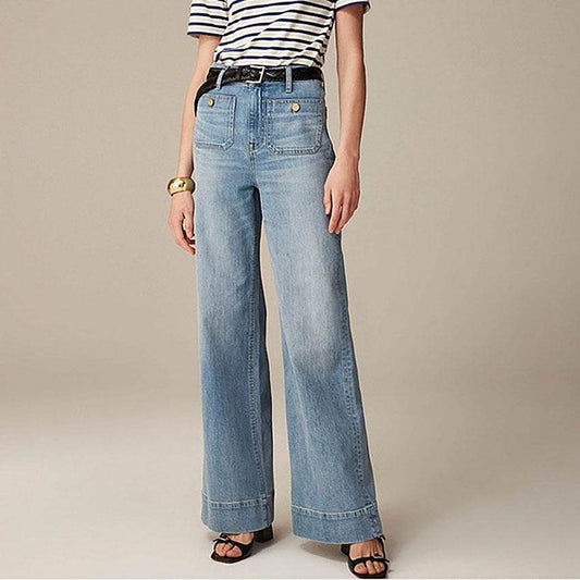 Women's Plus Size Wide-Leg Pants - Casual Distressed Denim Style 2025 - Buy Center