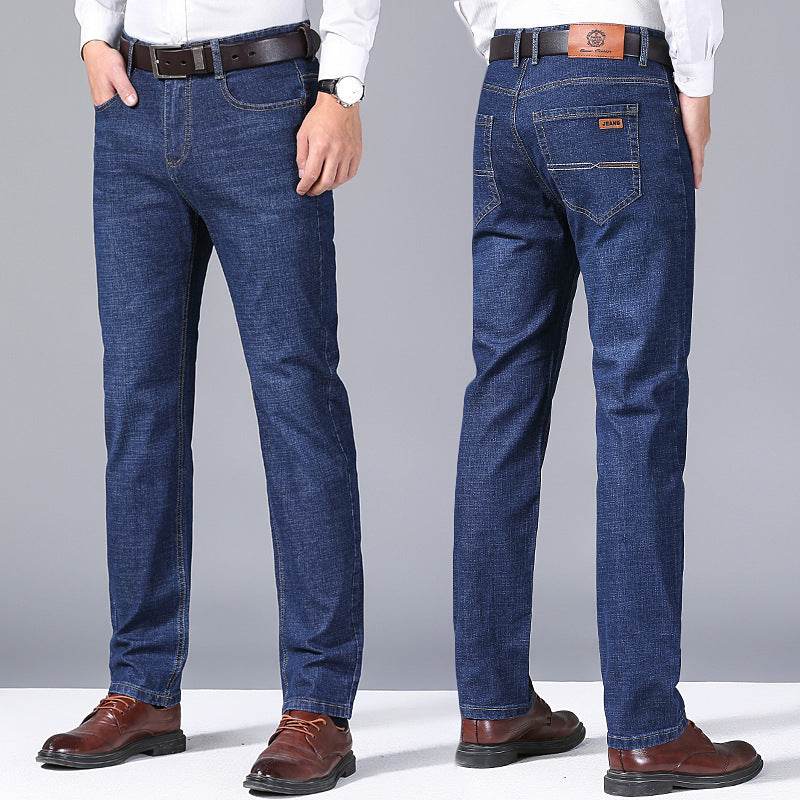 Autumn Men's Loose Straight Jeans - Mid Waist, Comfortable Fit - Buy Center