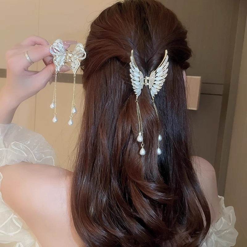 Elegant Golden Pearl Tassel Hairpin - Wedding Hair Jewelry for Women - Buy Center