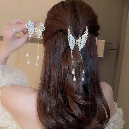 Elegant Golden Pearl Tassel Hairpin - Wedding Hair Jewelry for Women - Buy Center
