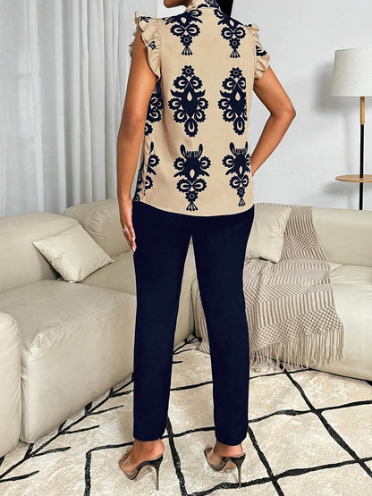 Elegant Women's Floral Print Outfit - Stylish Vintage Design for Spring - Buy Center