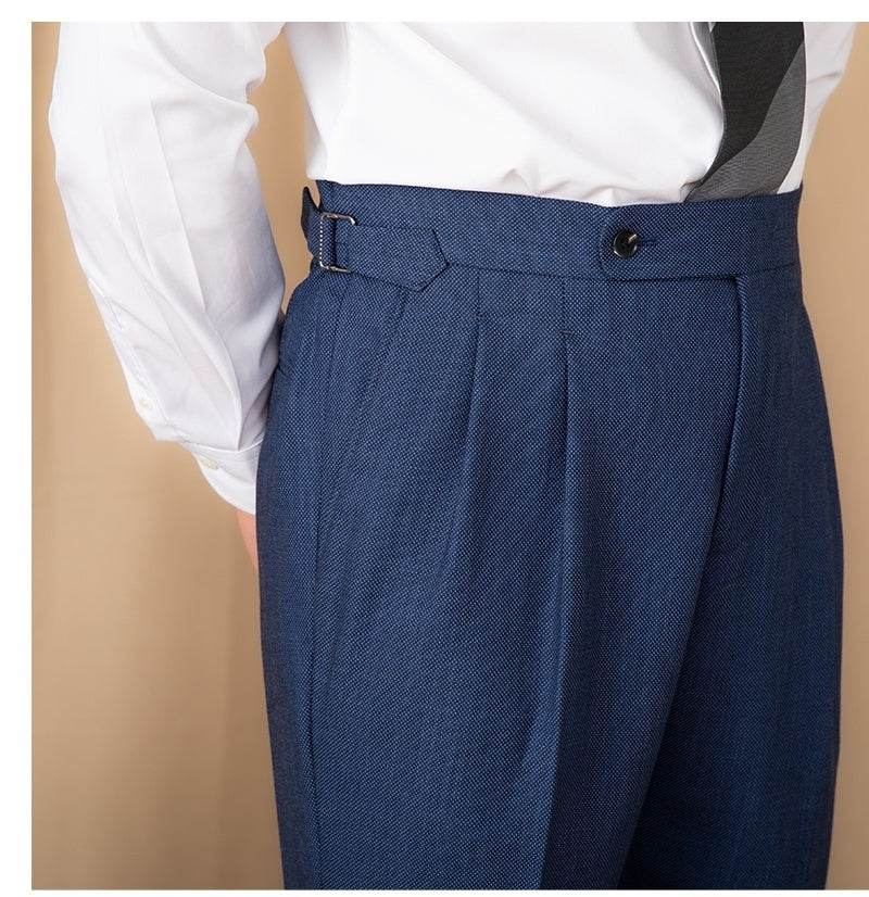 Buycenter High-Waisted Casual Trousers - Solid Color, Straight Fit - Buy Center