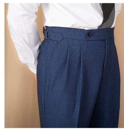 Buycenter High-Waisted Casual Trousers - Solid Color, Straight Fit - Buy Center