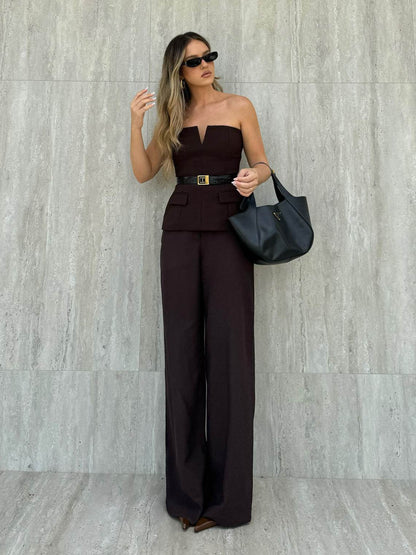 Buycenter Solid Color Strapless Tube Top - Slim Fit Women's Camis - Buy Center