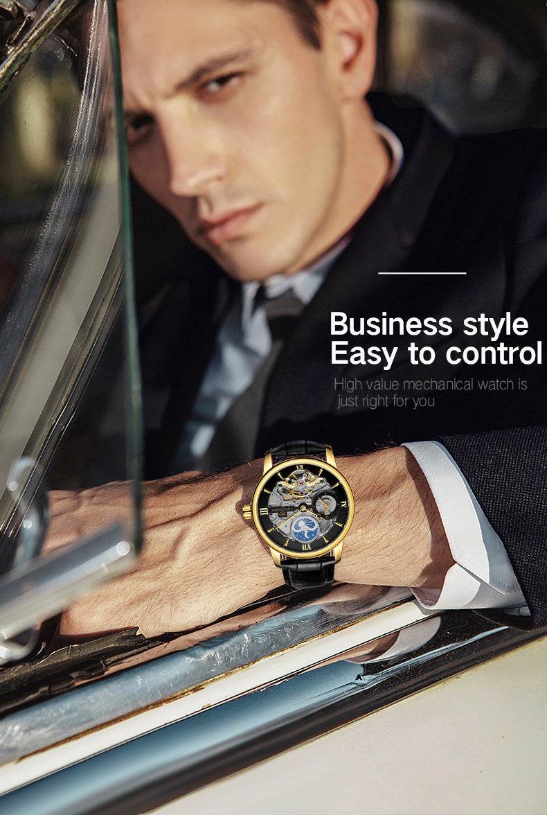 Buycenter Stylish Hollow Moon Mechanical Watch - Gold & Silver Options - Buy Center