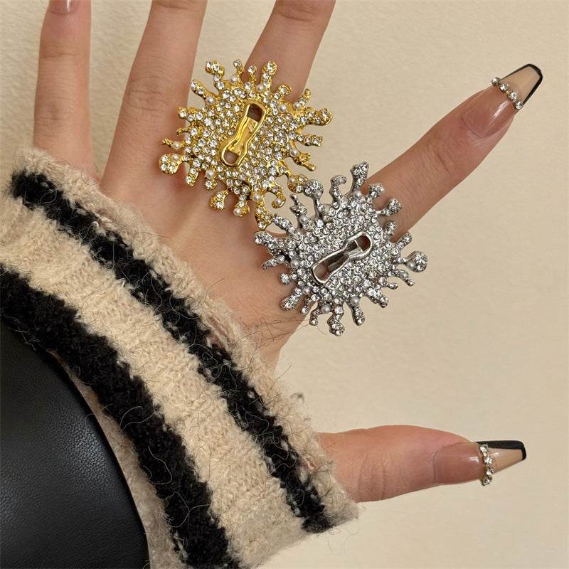 Geometric Square Diamond Stacked Ring - Real Gold Plated Alloy Elegance - Buy Center