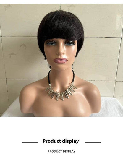 Short Straight Wig for Women - 100% Real Human Hair, Stylish Design - Buy Center