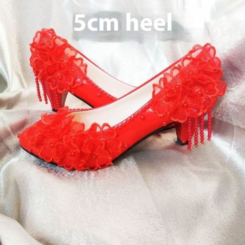Buycenter Korean Style High-Heeled Pumps - Elegant Flower Rhinestones - Buy Center