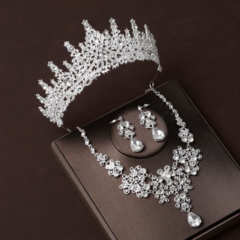 Vintage Bridal Headdress Crown Set - Necklace & Earrings for Elegant Brides - Buy Center