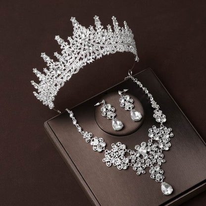 Vintage Bridal Headdress Crown Set - Necklace & Earrings for Elegant Brides - Buy Center