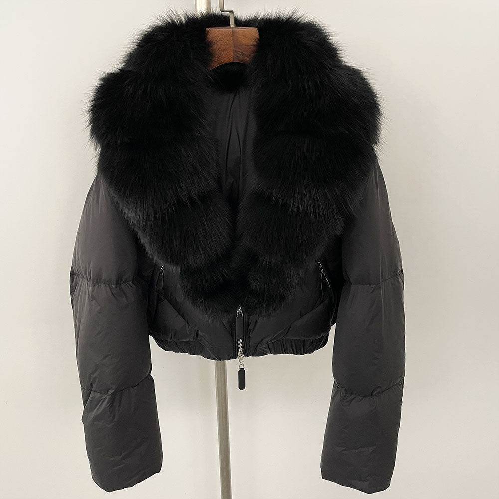 Luxurious Fox Fur Collar Down Jacket - Thick Stylish Coat for Women - Buy Center