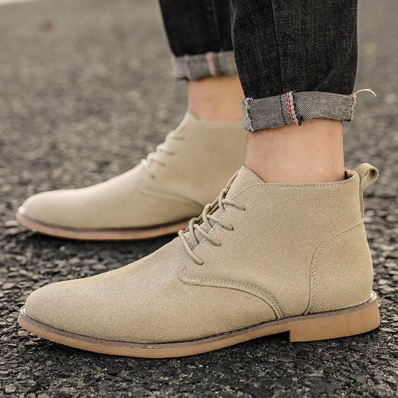 Retro British Men's Business Boots - Stylish PU Leather High Tops - Buy Center