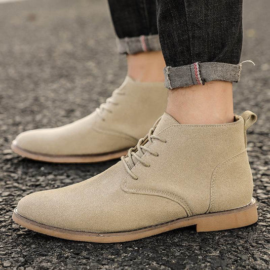 Retro British Men's Business Boots - Stylish PU Leather High Tops - Buy Center