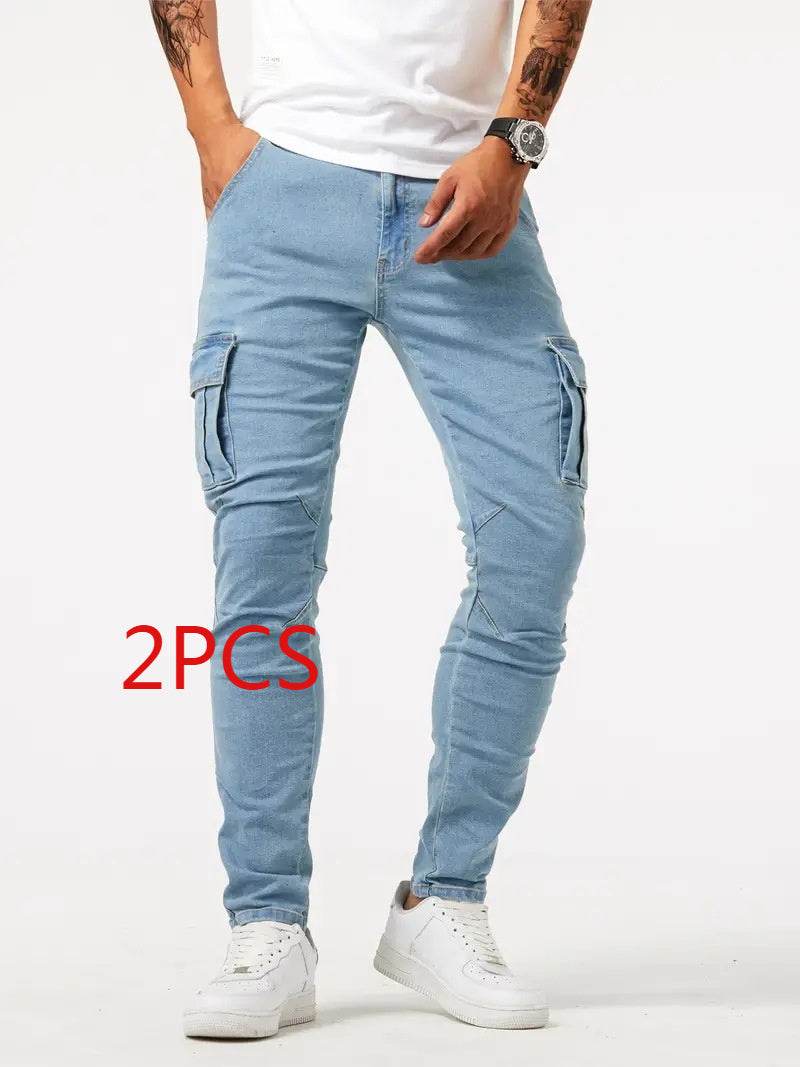 Men's Casual Multi-Bag Labor Protection Pants - Lightweight Cotton Denim - Buy Center