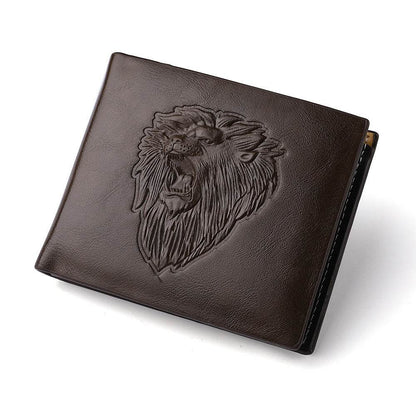 Men's Zipper Wallet - Lion Embossed Pattern, Stylish & Secure Design - Buy Center