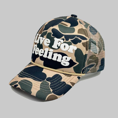 Live For Feeling Camouflage Curved Brim Hat - Adjustable Hip Hop Cap - Buy Center