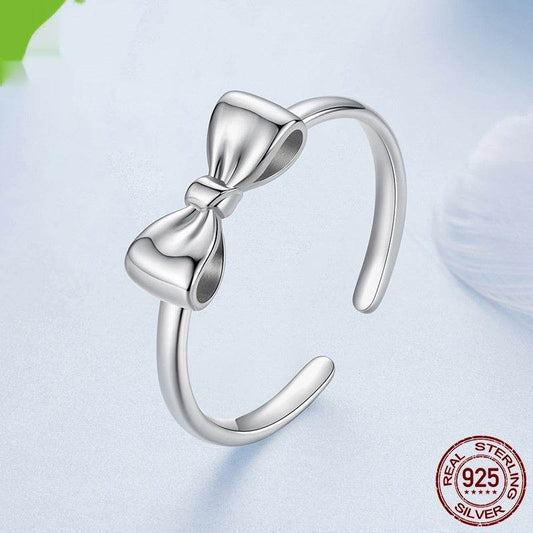Buycenter 925 Sterling Silver Bow Ring - Adjustable Open Design for Women - Buy Center