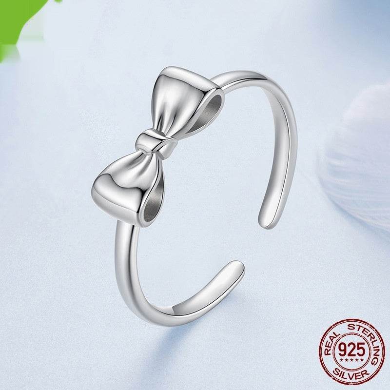 Buycenter 925 Sterling Silver Bow Ring - Adjustable Open Design for Women - Buy Center