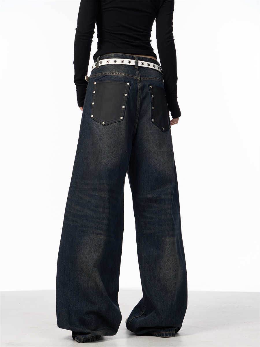 Retro Black Wide Leg Jeans for Women - Vintage Straight-Leg Style - Buy Center