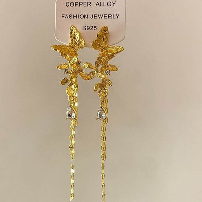 Women's Long Tassel Butterfly Earrings - Lux Gold Design for 2025 Style - Buy Center
