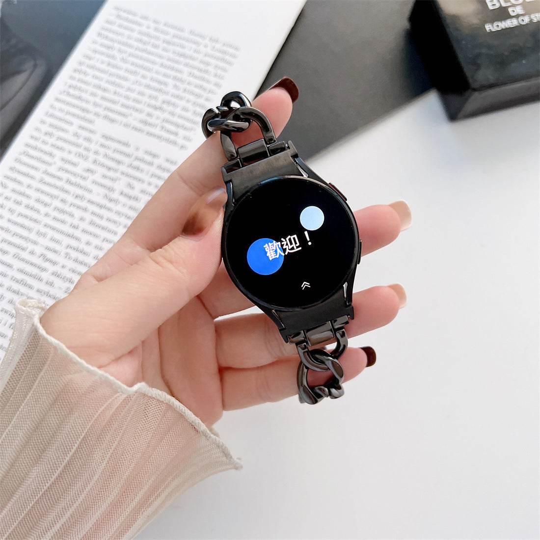 Women's Denim Chain Metal Smart Watch Wristband - Compatible with Samsung - Buy Center