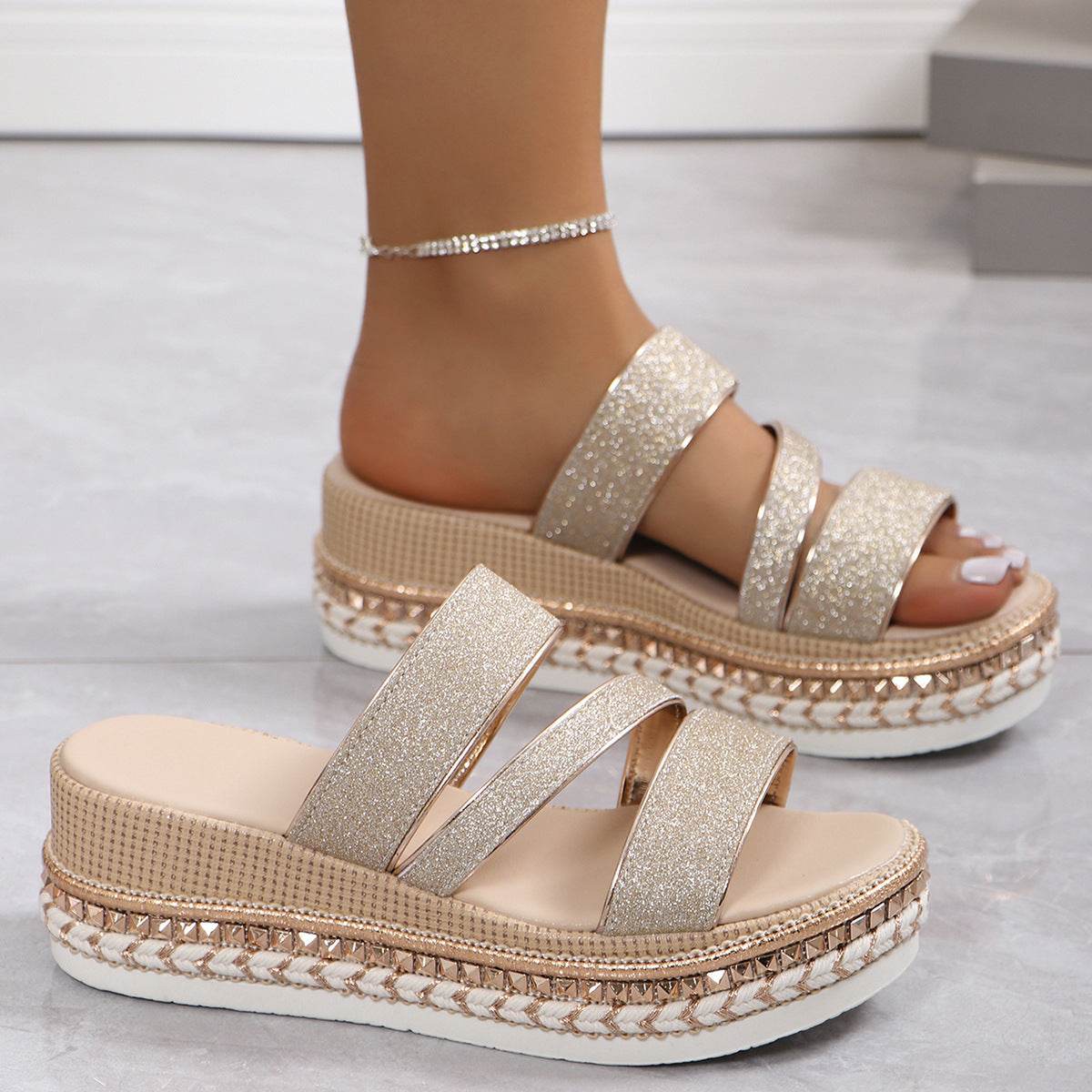 Plus Size Peep Toe Wedge Sandals for Women - Stylish Buckle Design - Buy Center