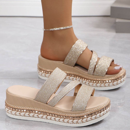 Plus Size Peep Toe Wedge Sandals for Women - Stylish Buckle Design - Buy Center