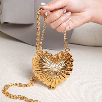 One Shoulder Love Messenger Bag - Gold & Silver Shell Design, Trendy Style - Buy Center