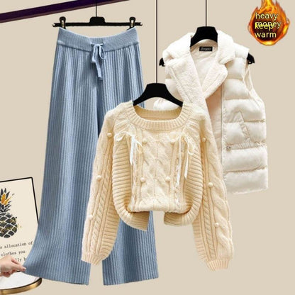 Women's Three-Piece Sweater Vest & Pants Suit - Cozy Urban Style 2025 - Buy Center