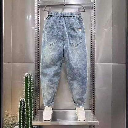 Buycenter Men's Light Blue Retro Cropped Jeans - Casual Style, Multiple Sizes - Buy Center