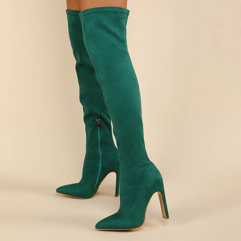 Women's Thick-Heeled Zipper Boots - Stylish Solid Colors for 2025 - Buy Center