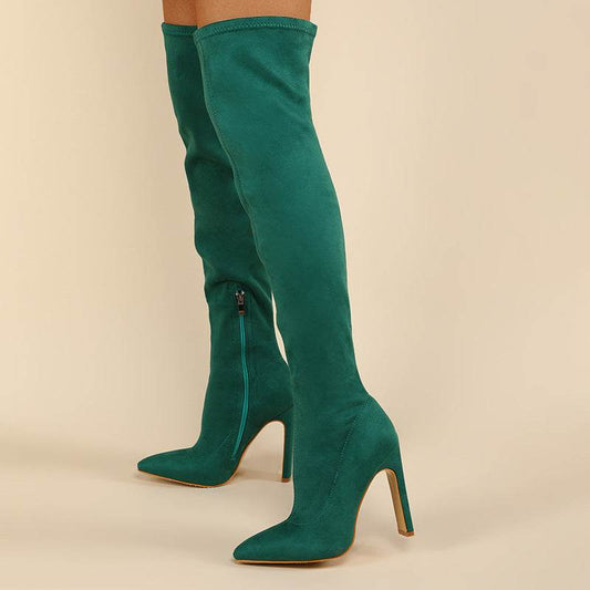 Women's Thick-Heeled Zipper Boots - Stylish Solid Colors for 2025 - Buy Center