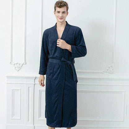Japanese & Korean Men's Bathrobe - Stylish Towel Cloth for All Seasons - Buy Center