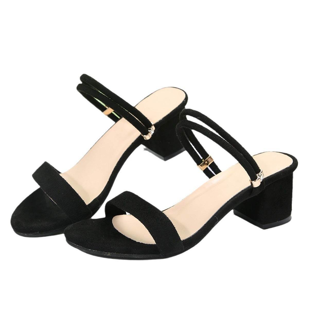 Buycenter Plus Size Chunky Heel Slippers - Stylish Open Toe Pumps - Buy Center