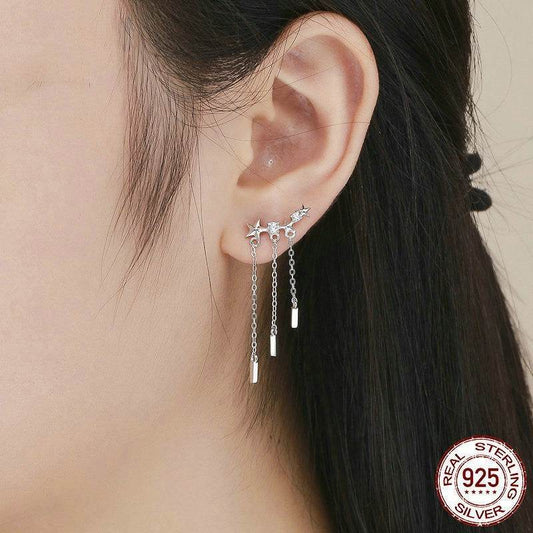 Buy Center Trendy Silver Inlaid Gemstone Earrings - European & American Style - Buy Center