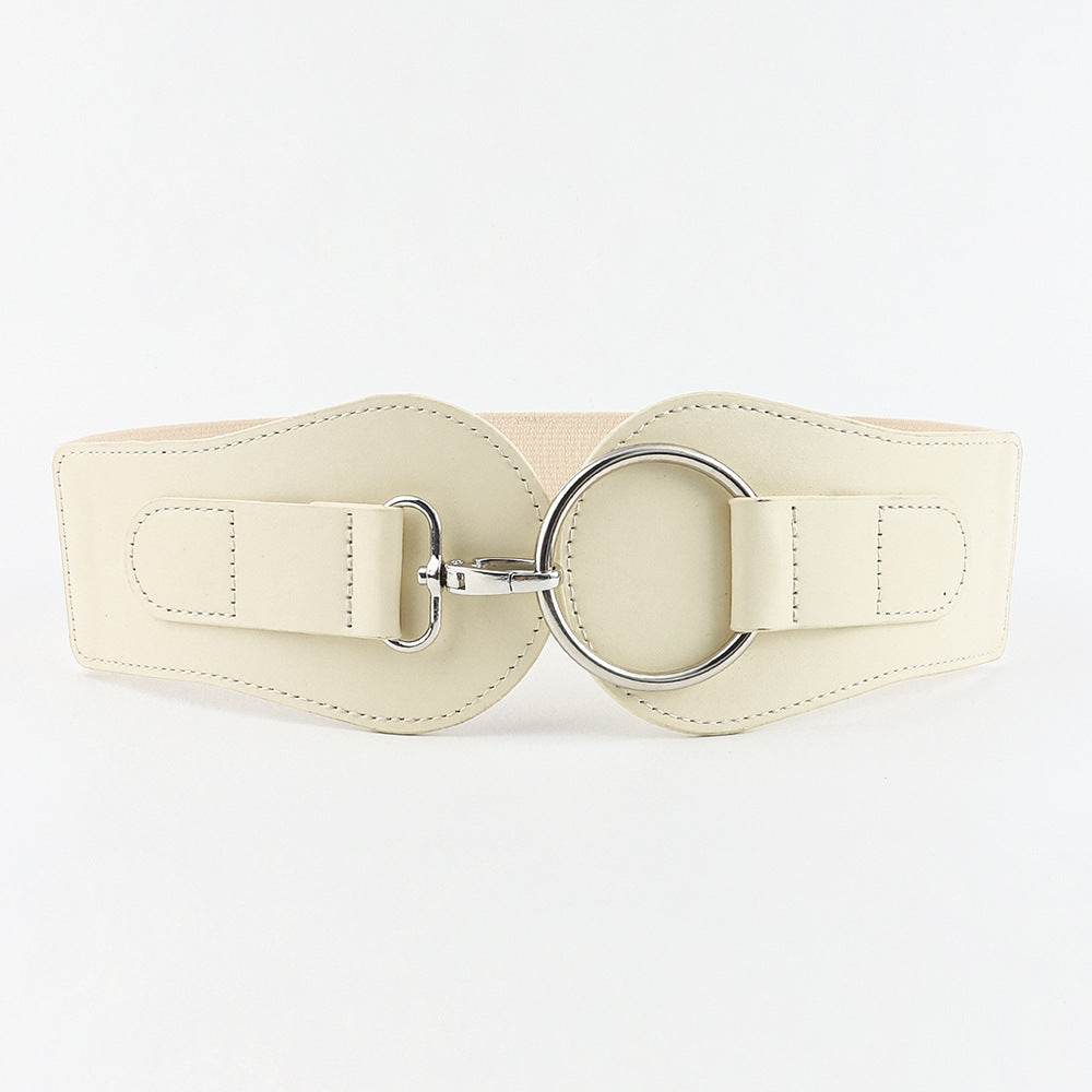 Women's PU Leather Wide Belt - Chic Design with Gold Buckle for 2025 - Buy Center
