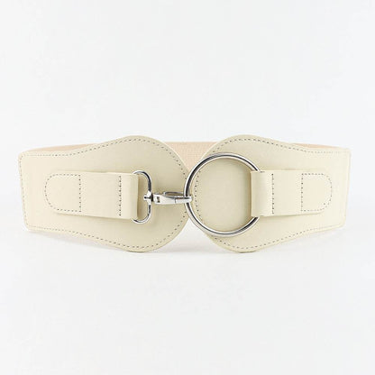Women's PU Leather Wide Belt - Chic Design with Gold Buckle for 2025 - Buy Center