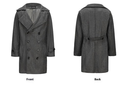 Men's Slim-Fit Woolen Trench Coat - Double-Breasted Stylish Outerwear - Buy Center