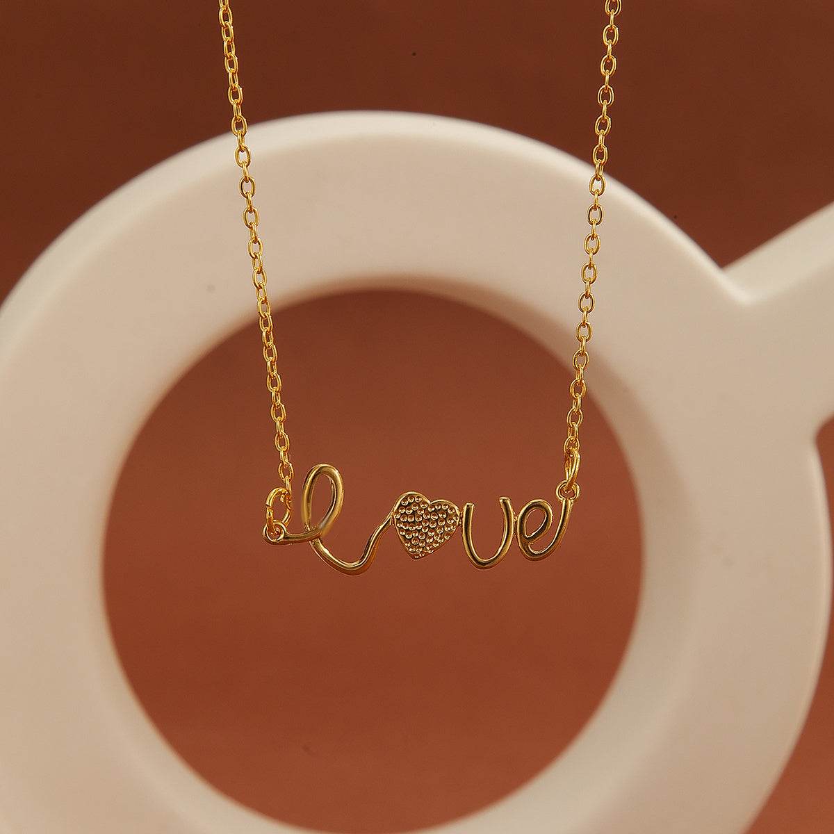 Exquisite Gold Plated Diamond Love Pendant Necklace - Infinite Symbol Charm - Buy Center