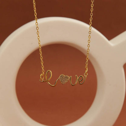 Exquisite Gold Plated Diamond Love Pendant Necklace - Infinite Symbol Charm - Buy Center