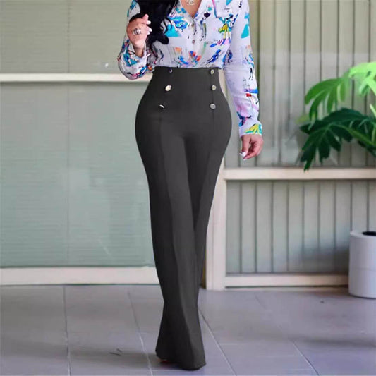 Plus Size Women's Casual Straight-Leg Trousers - High Waist, XL-4XL - Buy Center