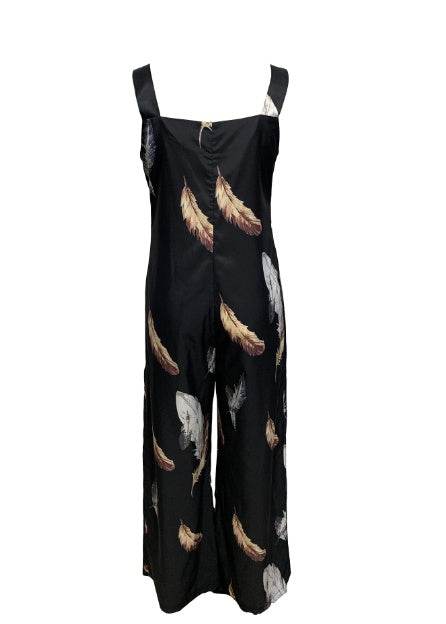 Women's Feather Printed Casual Jumpsuit - Lightweight Summer Style 2025 - Buy Center