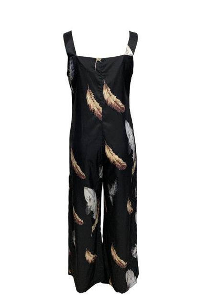 Women's Feather Printed Casual Jumpsuit - Lightweight Summer Style 2025 - Buy Center