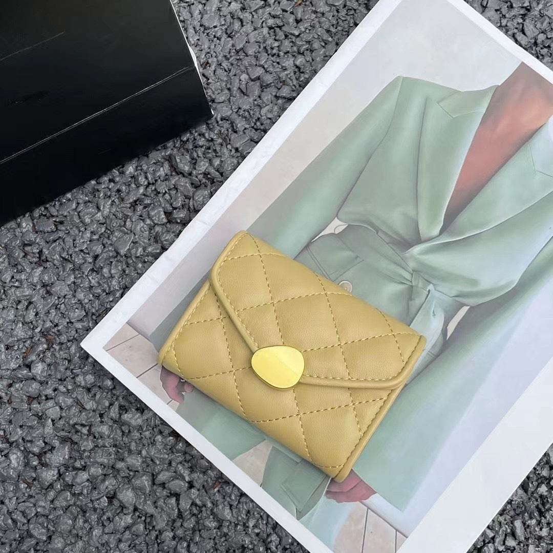 Women's Rhombus Leather Wallet - Compact Luxury in Trendy Colors - Buy Center