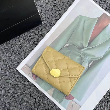 Women's Rhombus Leather Wallet - Compact Luxury in Trendy Colors - Buy Center