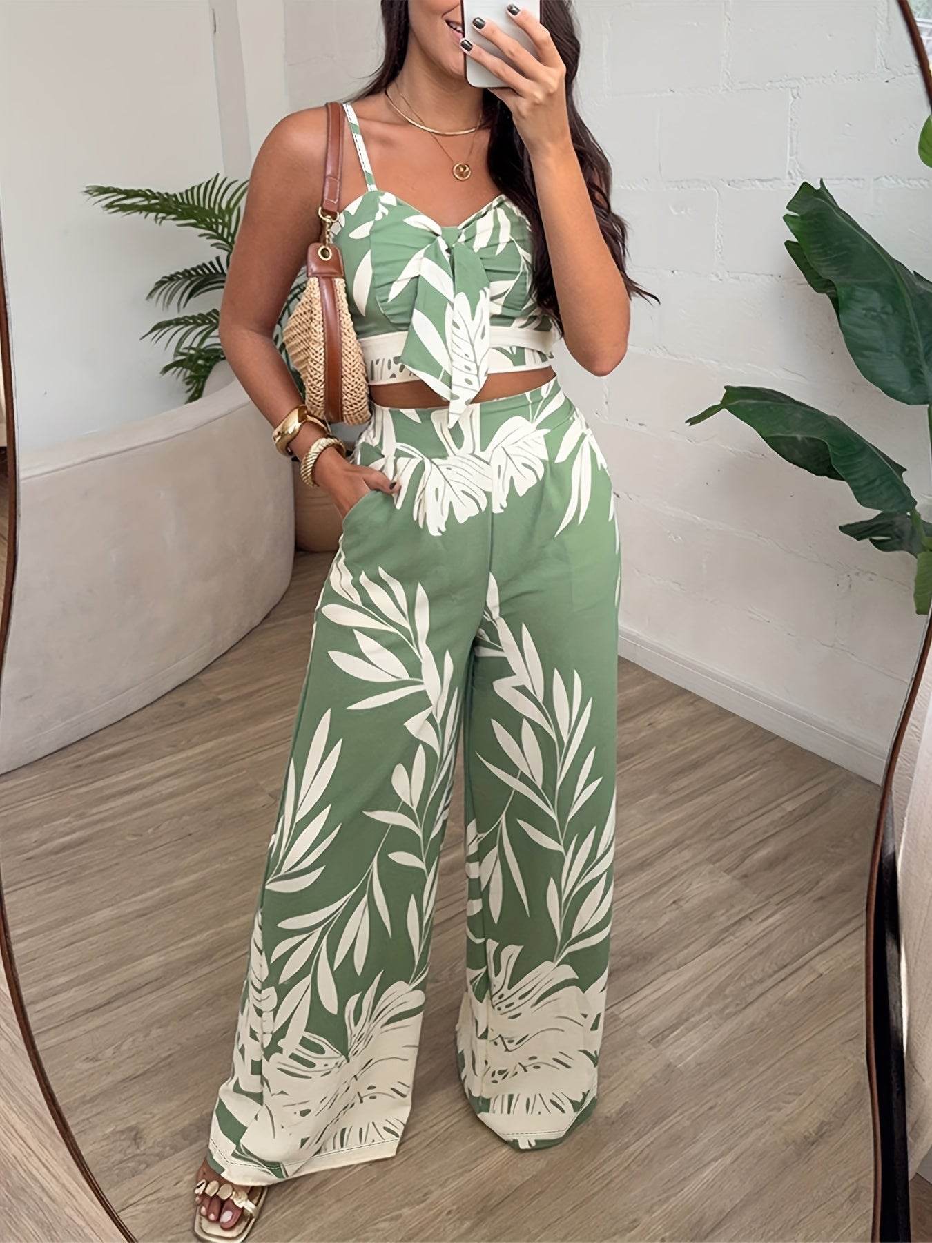 CHICME Drawstring Vest & Printed Pants Set - Casual Spring/Summer Look - Buy Center